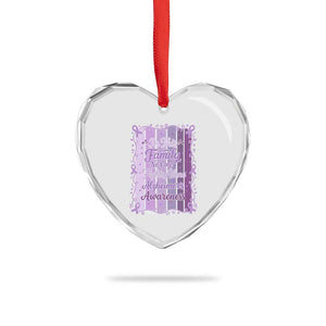 Purple Ribbon Alzheimers Caregiver Squad Gift Heart Crystal Glass Ornament In This Family We Support Together