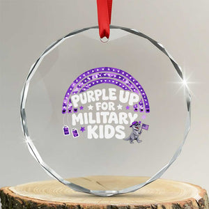 Purple Up For Military Kids Crystal Glass Ornament Cute Dino Dinosaur Proud Military Child Rainbow TS10 Transparent Glass 3'' Circle Print Your Wear