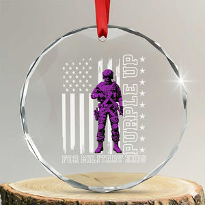 Purple Up For Military Kids Crystal Glass Ornament Military Child Month TS02 Transparent Glass 3'' Circle Print Your Wear