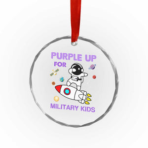Purple Up For Military Kids Crystal Glass Ornament Military Child Month Astronaut Outer Space TS02 Print Your Wear