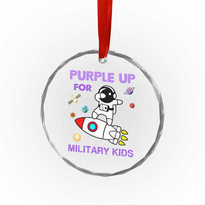 Purple Up For Military Kids Crystal Glass Ornament Military Child Month Astronaut Outer Space TS02 Print Your Wear
