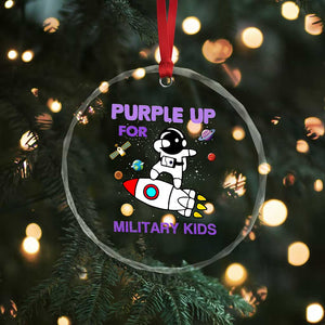 Purple Up For Military Kids Crystal Glass Ornament Military Child Month Astronaut Outer Space TS02 Print Your Wear