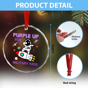 Purple Up For Military Kids Crystal Glass Ornament Military Child Month Astronaut Outer Space TS02 Print Your Wear