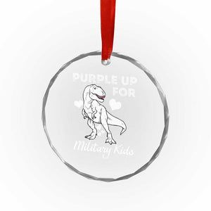 Purple Up For Military Kids Crystal Glass Ornament Military Child Month Dinosaur TS02 Print Your Wear