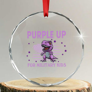 Purple Up For Military Kids Crystal Glass Ornament Military Child Month Dinosaur American Flag TS02 Transparent Glass 3'' Circle Print Your Wear