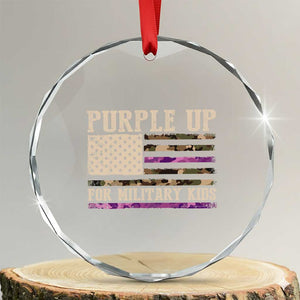 Purple Up For Military Kids Crystal Glass Ornament Military Child Month USA Flag Camouflage TS02 Transparent Glass 3'' Circle Print Your Wear