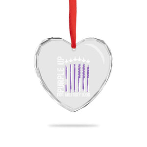 Purple Up For Military Kids Heart Crystal Glass Ornament American Flag Air Force Military Child Month TS02 Print Your Wear