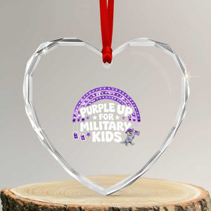 Purple Up For Military Kids Heart Crystal Glass Ornament Cute Dino Dinosaur Proud Military Child Rainbow TS10 Transparent Glass 3'' Heart Print Your Wear