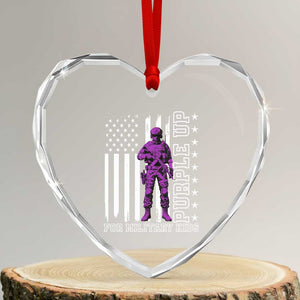 Purple Up For Military Kids Heart Crystal Glass Ornament Military Child Month TS02 Transparent Glass 3'' Heart Print Your Wear
