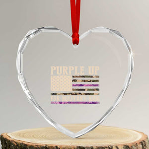 Purple Up For Military Kids Heart Crystal Glass Ornament Military Child Month USA Flag Camouflage TS02 Transparent Glass 3'' Heart Print Your Wear