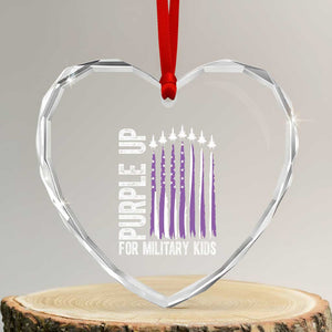 Purple Up For Military Kids Heart Crystal Glass Ornament US Flag Military Child Support TS10 Transparent Glass 3'' Heart Print Your Wear