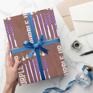 Purple Up For Military Kids Wrapping Paper Roll American Flag Air Force Military Child Month TS02 Mocha Print Your Wear