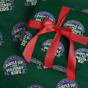 Purple Up For Military Kids Wrapping Paper Roll Cute Dino Dinosaur Proud Military Child Rainbow TS10 Green Print Your Wear