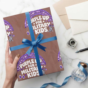 Purple Up For Military Kids Wrapping Paper Roll Cute Dino Dinosaur Proud Military Child Rainbow TS10 Mocha Print Your Wear