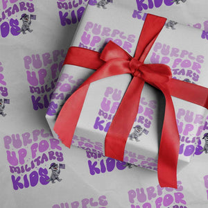 Purple Up For Military Kids Wrapping Paper Roll Groovy Dino Dinosaur Military Child Month TS10 White Print Your Wear
