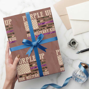 Purple Up For Military Kids Wrapping Paper Roll Military Child Month USA Flag Camouflage TS02 Mocha Print Your Wear