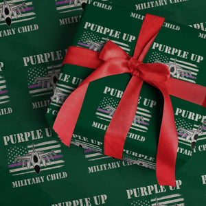 Purple Up For Military Kids Wrapping Paper Roll Month of Military Child Kids Air Force US Flag TS02 Green Print Your Wear