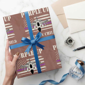 Purple Up For Military Kids Wrapping Paper Roll Month of Military Child Kids Air Force US Flag TS02 Mocha Print Your Wear