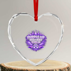 Purple Up Military Child Heart Crystal Glass Ornament Proud Military Kid TS10 Transparent Glass 3'' Heart Print Your Wear
