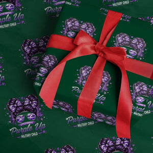 Purple Up Military Child Wrapping Paper Roll Camo Messy Bun Military Kid Month TS10 Green Print Your Wear