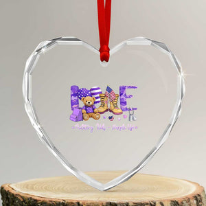 Purple Up Military Kids Heart Crystal Glass Ornament Month Of Military Child Army TS10 Transparent Glass 3'' Heart Print Your Wear