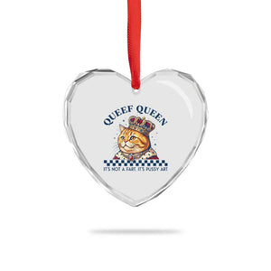 Queef Queen Its Not A Fart Royal Cat Heart Crystal Glass Ornament Funny Adult Humor Gag Graphic