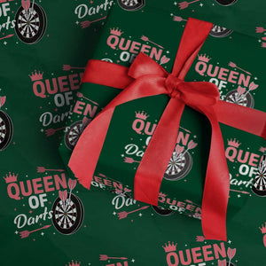 Queen Of Darts Bullseye Shooter Wrapping Paper Roll Female Dartist Gift TS12 Green Print Your Wear