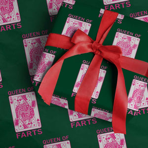 Queen of Farts Wrapping Paper Roll Funny Joke Inappropriate Fart Prank Gift TS10 Green Print Your Wear