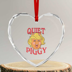 Quiet Piggy Drag Parody Heart Crystal Glass Ornament Funny Miss Piggy Trump TS02 Transparent Glass 3'' Heart Print Your Wear