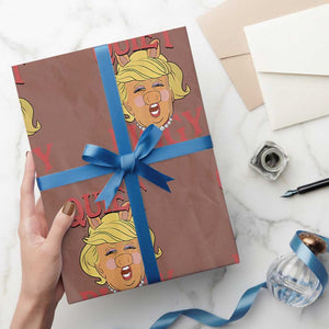 Quiet Piggy Drag Parody Wrapping Paper Roll Funny Miss Piggy Trump TS02 Mocha Print Your Wear