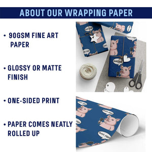 Quiet Piggy Funny Sarcastic Pig Wrapping Paper Roll Political Satire Humor Free Speech TS02 Print Your Wear