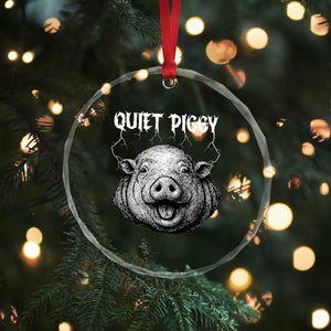 Quiet Piggy Metal Style Crystal Glass Ornament Dark Humor Pig Political Satire Humor Rock Aesthetic TS02 Print Your Wear