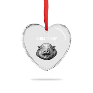 Quiet Piggy Metal Style Heart Crystal Glass Ornament Dark Humor Pig Political Satire Humor Rock Aesthetic TS02 Print Your Wear
