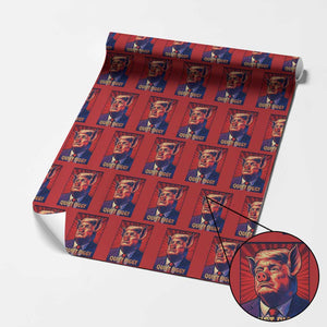 Quiet Piggy Sarcastic Trump Wrapping Paper Roll Funny Pig Political Satire TS02 Red Print Your Wear