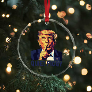 Quiet Piggy Shhh Trump Meme Crystal Glass Ornament Funny Political Satire Free Speech TS02 Print Your Wear
