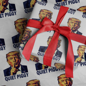 Quiet Piggy Shhh Trump Meme Wrapping Paper Roll Funny Political Satire Free Speech TS02 White Print Your Wear