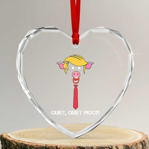 Quiet Quiet Piggy Meme Heart Crystal Glass Ornament Anti Authoritarian Political Gag Gift - Print Your Wear