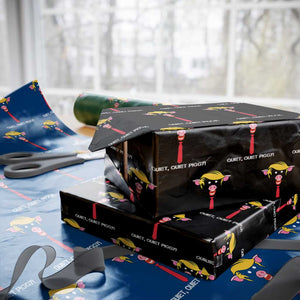 Quiet Quiet Piggy Meme Wrapping Paper Roll Anti Authoritarian Political Gag Gift - Print Your Wear