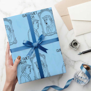 Quiet Quiet Piggy Trump Mirror Wrapping Paper Roll Sarcastic Pig Political Satire Parody TS02 Light Blue Print Your Wear