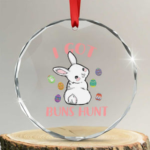 Rabbit Easter Bunny Sunglasses Crystal Glass Ornament I Got Buns Hun Funny Jokes TS10 Transparent Glass 3'' Circle Print Your Wear