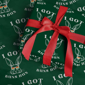 Rabbit Easter Bunny Sunglasses Wrapping Paper Roll Retro Vintage I Got Buns Hun Funny Jokes TS10 Green Print Your Wear