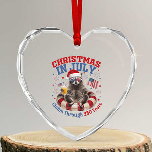 Raccoon 250th Anniversary Heart Crystal Glass Ornament Christmas in July