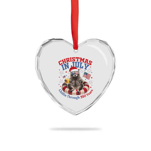 Raccoon 250th Anniversary Heart Crystal Glass Ornament Christmas in July