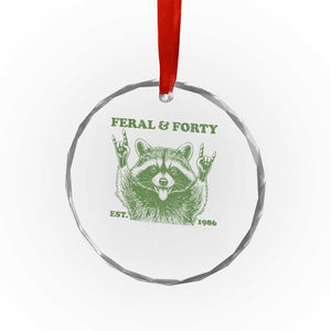 Raccoon 40th Birthday Crystal Glass Ornament Funny Feral And Forty Vintage 1986 40 Year Old Gift TS10 Print Your Wear