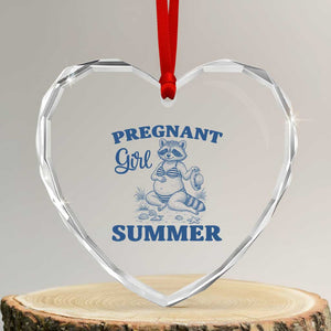 Raccoon Pregnancy Announcement Heart Crystal Glass Ornament Summer Beach Mom To Be Gift