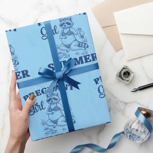 Raccoon Pregnancy Announcement Wrapping Paper Roll Summer Beach Mom To Be Gift