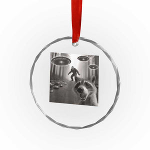 Raccoon Selfie With Bigfoot UFO Crystal Glass Ornament Funny Feral Lover Gifts TS10 Print Your Wear