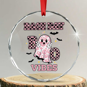 Race Car Halloween Crystal Glass Ornament Boo Checkered Coquette Bow TS14 Transparent Glass 3'' Circle Print Your Wear