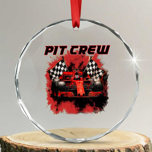 Racing Car Checkered Flag Crystal Glass Ornament Pit Crew Race Car TS14 Transparent Glass 3'' Circle Print Your Wear