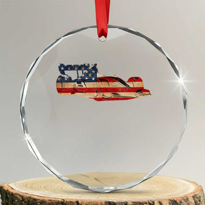 Racing Car Crystal Glass Ornament Retro Style Vintage American Flag TS10 Transparent Glass 3'' Circle Print Your Wear